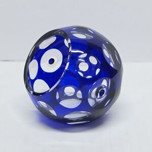 VTG MCM Cobalt Blue Cut To Clear Orb Ashtray Atomic Space Age By Marita Voigt